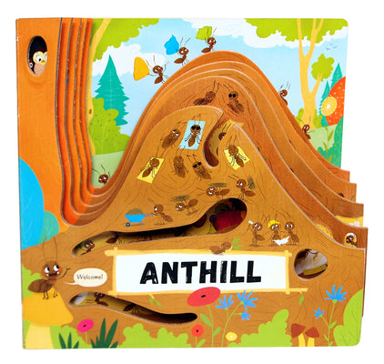 Discovering the Active World of the Anthill (Happy Fox Books) Board Book Teaches Kids Ages 3-6 about Ants, Digging More Deeply into a Hill with Every Page Turn - Fun Facts, Vocabulary Words, and More